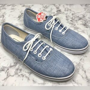 Vans Lo Pro Chambray Denim Blue Jean Natural Canvas Lace Up Low Top Skate Shoes